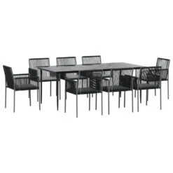 VIDAXL Ensemble à Dîner De Jardin 9 Pcs Coussins Noir Rotin Et Acier -VIDAXL || SuperFish || Konstsmide Soldes Boutique 64999d9c98e699.98474594