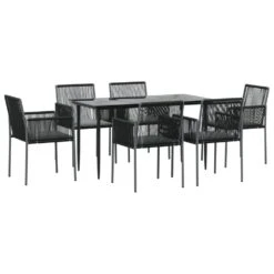 VIDAXL Ensemble à Dîner De Jardin Coussins 7 Pcs Noir Rotin Et Acier -VIDAXL || SuperFish || Konstsmide Soldes Boutique 64999da958f208.91569906