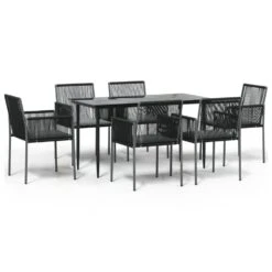 VIDAXL Ensemble à Dîner De Jardin Coussins 7 Pcs Noir Rotin Et Acier -VIDAXL || SuperFish || Konstsmide Soldes Boutique 64999da967c9b9.62402292