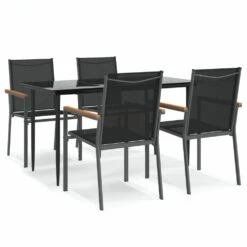 VIDAXL Ensemble à Manger De Jardin 5 Pcs Noir Textilène Et Acier -VIDAXL || SuperFish || Konstsmide Soldes Boutique 64999dcef37ef8.08567066