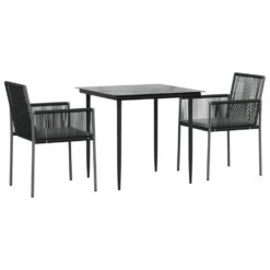 VIDAXL Ensemble à Dîner De Jardin Coussins 3 Pcs Noir Rotin Et Acier -VIDAXL || SuperFish || Konstsmide Soldes Boutique 6499a0f68c3368.45781832