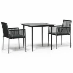 VIDAXL Ensemble à Dîner De Jardin Coussins 3 Pcs Noir Rotin Et Acier -VIDAXL || SuperFish || Konstsmide Soldes Boutique 6499a0f69309c0.22641856