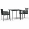 VIDAXL Ensemble à Dîner De Jardin Coussins 3 Pcs Noir Rotin Et Acier -VIDAXL || SuperFish || Konstsmide Soldes Boutique 6499a0f69a02a1.22828617
