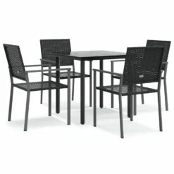 VIDAXL Ensemble à Manger De Jardin 5 Pcs Résine Tressée Acier -VIDAXL || SuperFish || Konstsmide Soldes Boutique 6499a100ea9f42.31317793