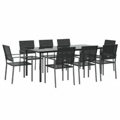 VIDAXL Ensemble à Manger De Jardin 9 Pcs Résine Tressée Acier -VIDAXL || SuperFish || Konstsmide Soldes Boutique 6499a106942319.97197646