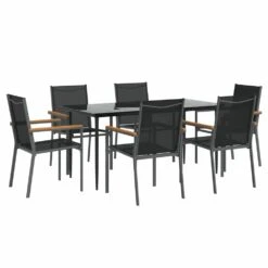 VIDAXL Ensemble à Manger De Jardin 7 Pcs Noir Textilène Et Acier -VIDAXL || SuperFish || Konstsmide Soldes Boutique 6499a1078a7583.10088643