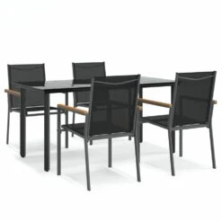 VIDAXL Ensemble à Manger De Jardin 5 Pcs Noir Textilène Et Acier -VIDAXL || SuperFish || Konstsmide Soldes Boutique 6499a10d35da11.23377607