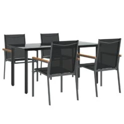 VIDAXL Ensemble à Manger De Jardin 5 Pcs Noir Textilène Et Acier -VIDAXL || SuperFish || Konstsmide Soldes Boutique 6499a10d3c8ae4.77314205