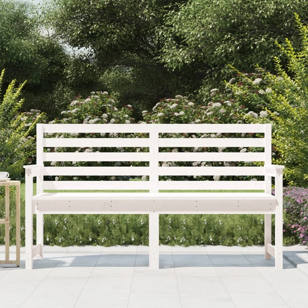 VIDAXL Banc De Jardin Blanc 159,5x48x91,5 Cm Bois Massif De Pin 5 VIDAXL Banc De Jardin Blanc 159,5x48x91,5 Cm Bois Massif De Pin – Image 3