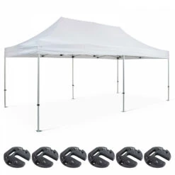 Tente Pliante 3x6m Et 6 Poids De Lestage Blanc