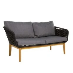 Salon De Jardin MAYA En Bois Noir - 1 Canapé, 1 Table, 2 Fauteuils -VIDAXL || SuperFish || Konstsmide Soldes Boutique 874236 010