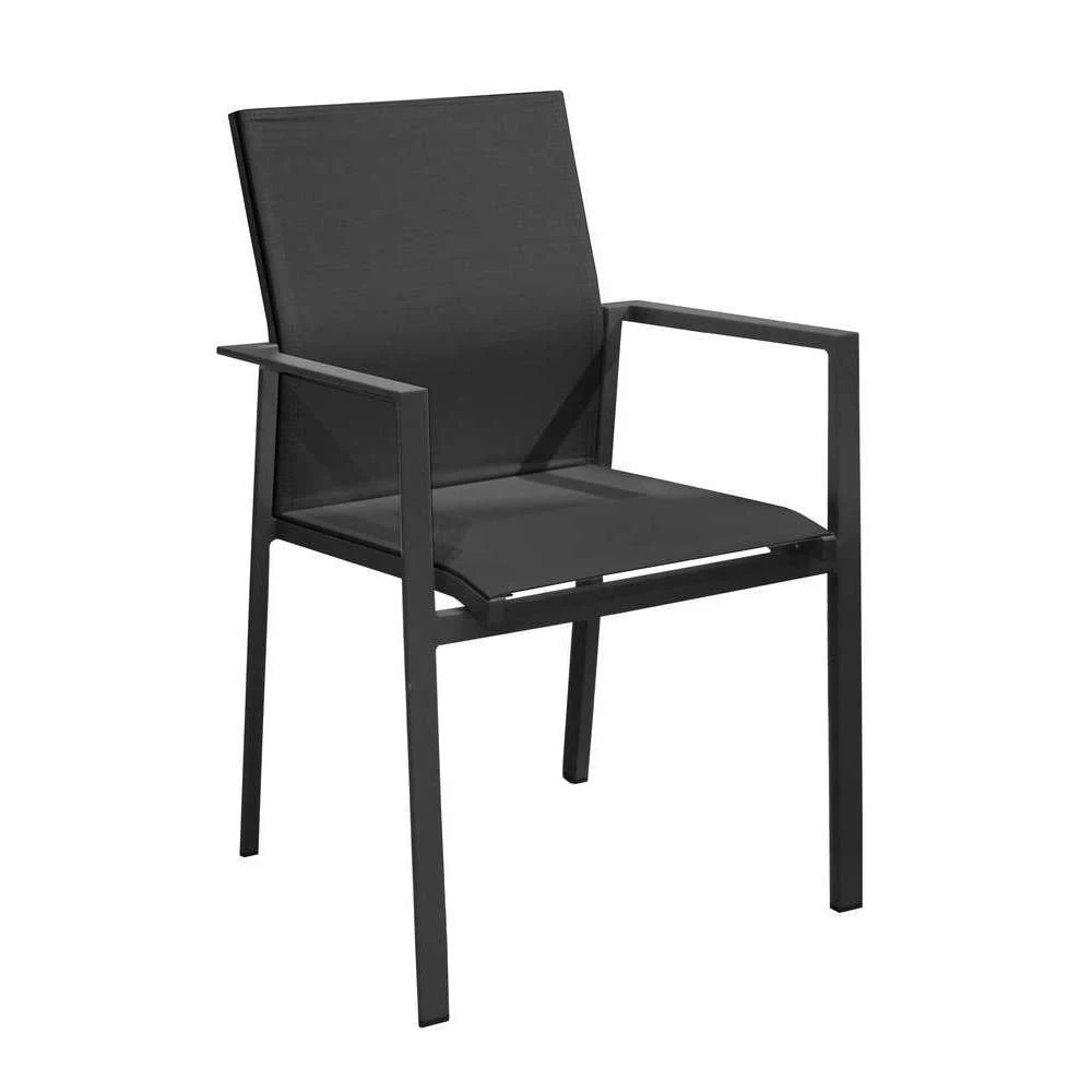 Fauteuil DELIA En Toile Et Aluminium Noir - 56x61x87 Cm 3 Fauteuil DELIA En Toile Et Aluminium Noir - 56x61x87 Cm