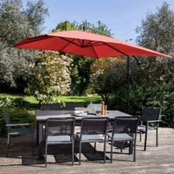 Parasol Déporté Carré 3x3m Aluminium Rouge -VIDAXL || SuperFish || Konstsmide Soldes Boutique 8820506c80796935