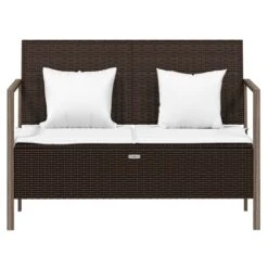 VIDAXL Banc De Jardin à 2 Places Avec Coussins Marron Résine Tressée -VIDAXL || SuperFish || Konstsmide Soldes Boutique 8cdcbc32bc1ac2b5