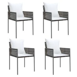 VIDAXL Chaises De Jardin Et Coussins Lot De 4 Marron 54x61x83 Cm Rotin