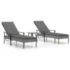 VIDAXL Chaises Longues 2pcs Avec Table Et Coussins Gris Résine Tressée -VIDAXL || SuperFish || Konstsmide Soldes Boutique 930b2b8665f23eaf
