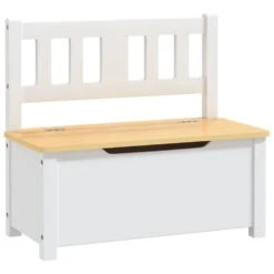 VIDAXL Banc De Rangement Pour Enfants Blanc Et Beige 60x30x55 Cm Mdf -VIDAXL || SuperFish || Konstsmide Soldes Boutique 94238bb026827454