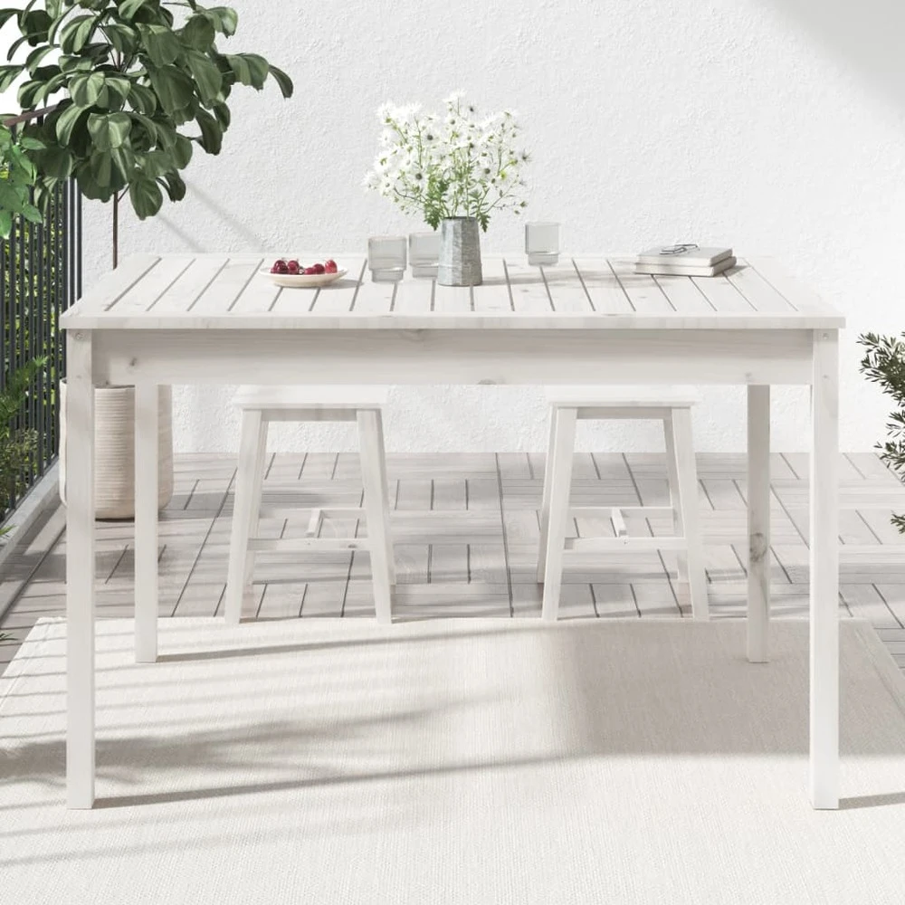 VIDAXL Table De Jardin Blanc 121x82,5x76 Cm Bois Massif De Pin 5 VIDAXL Table De Jardin Blanc 121x82,5x76 Cm Bois Massif De Pin – Image 3