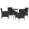 VIDAXL Ensemble De Bistro De Jardin 5 Pcs Coussins Noir Poly Rotin