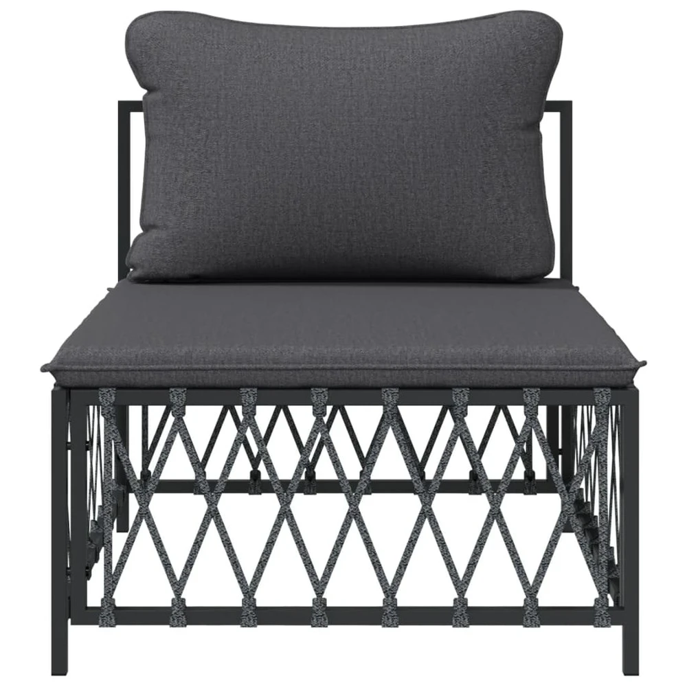 VIDAXL Canapé Central De Jardin Avec Coussins Anthracite Tissu Tissé 5 VIDAXL Canapé Central De Jardin Avec Coussins Anthracite Tissu Tissé – Image 3