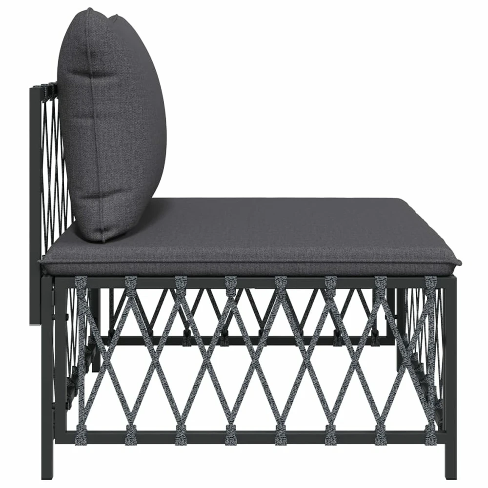 VIDAXL Canapé Central De Jardin Avec Coussins Anthracite Tissu Tissé 6 VIDAXL Canapé Central De Jardin Avec Coussins Anthracite Tissu Tissé – Image 4