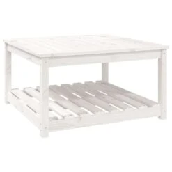 VIDAXL Table De Jardin Blanc 82,5x82,5x45 Cm Bois Massif De Pin
