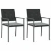 VIDAXL Chaises De Jardin Et Coussins Lot De 2 Noir 54x62,5x89 Cm Rotin