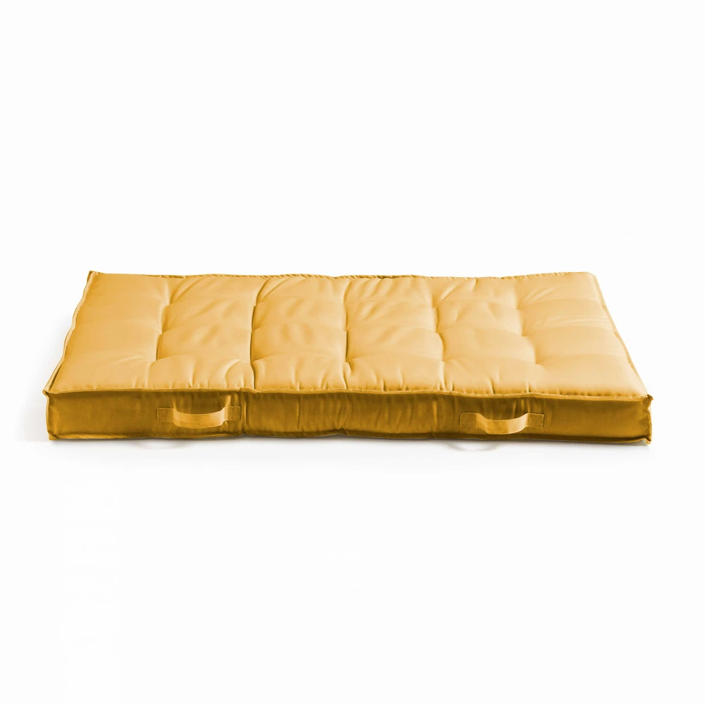 Coussin De Sol Ou D'assise Matelassé Polyester Jaune 120x80x12 Cm 4 Coussin De Sol Ou D'assise Matelassé Polyester Jaune 120x80x12 Cm – Image 2