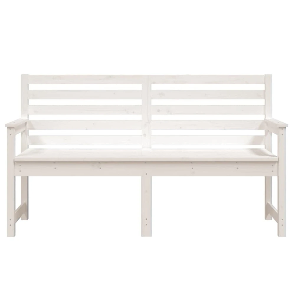 VIDAXL Banc De Jardin Blanc 159,5x48x91,5 Cm Bois Massif De Pin 6 VIDAXL Banc De Jardin Blanc 159,5x48x91,5 Cm Bois Massif De Pin – Image 4