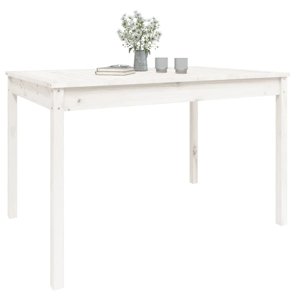 VIDAXL Table De Jardin Blanc 121x82,5x76 Cm Bois Massif De Pin 6 VIDAXL Table De Jardin Blanc 121x82,5x76 Cm Bois Massif De Pin – Image 4