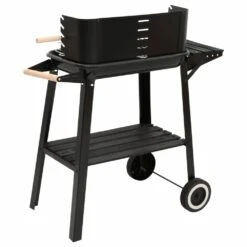 VIDAXL Barbecue Au Charbon De Bois Avec Roues Noir Acier -VIDAXL || SuperFish || Konstsmide Soldes Boutique e2d39f2a4581d56b