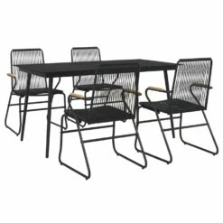 VIDAXL Mobilier à Dîner De Jardin 5 Pcs Noir Rotin Pvc -VIDAXL || SuperFish || Konstsmide Soldes Boutique f6eb3e6146ad13da