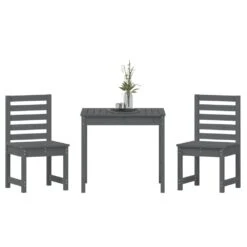 VIDAXL Ensemble De Bistrot De Jardin 3 Pcs Gris Bois De Pin Massif -VIDAXL || SuperFish || Konstsmide Soldes Boutique f89947ff883aad8d