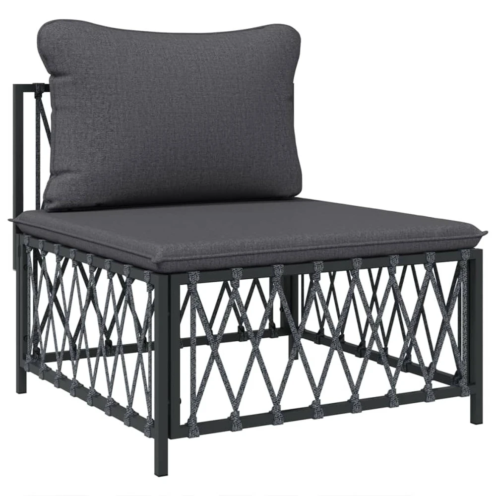 VIDAXL Canapé Central De Jardin Avec Coussins Anthracite Tissu Tissé 3 VIDAXL Canapé Central De Jardin Avec Coussins Anthracite Tissu Tissé