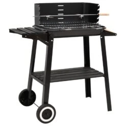 VIDAXL Barbecue Au Charbon De Bois Avec Roues Noir Acier -VIDAXL || SuperFish || Konstsmide Soldes Boutique fdba03f352c4f9f4